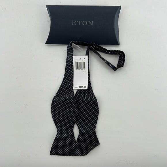 ETON Silk Blend Polka Dot Bow Tie - Navy/White - New with tags